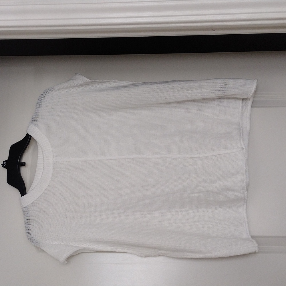 Large knit short sleeve sweater